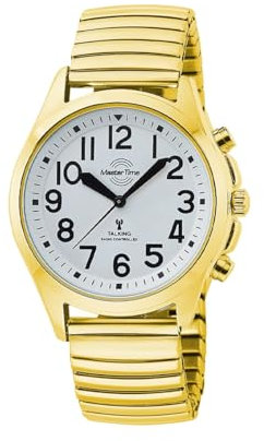 Master Time Funk Quarz Sprechende Damen Uhr Analog mit Edelstahl Armband MTLA-10943-12Z