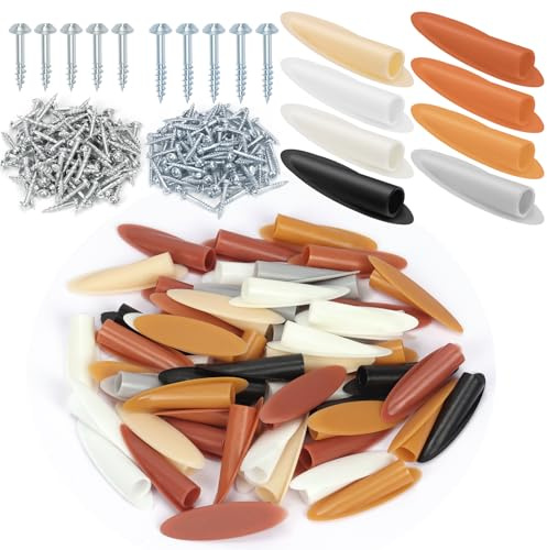 Keadic Lot de 360 bouchons de trou de poche en plastique, 8 couleurs, capuchons inclinés avec vis, ouvre-trou oblique de 7 mm pour outils de travail du bois