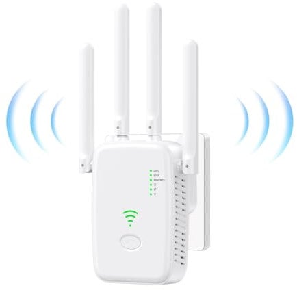 WLAN-Verstärker, Erweiterungsverstärker, 300 Mbit/s, hohe Leistung mit 4 Antennen, mit Repeater/AP-Modus, Verstärker mit Ethernet-Anschluss für alle WLAN-Geräte