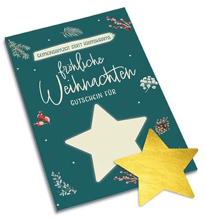 Fröhliche Weihnachten: Gutscheinkarte mit Rubbeletikett