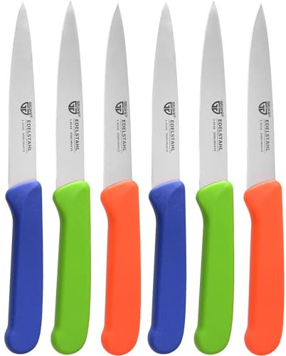 GRÄWE Gemüsemesser, 6er Set, kleines Küchenmesser-Set, Obstmesser, Schälmesser, Edelstahl, Bunt, super scharf geschliffen