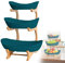 Plato de Frutas de Tres Capas - Universal Plato de fruta de 3 Capas, Simple y Creativo Cesta de Fruta Mesa de Café, Frutero Multicapa, Soporte Decorativo de Cocina con Base de Madera (Verde)