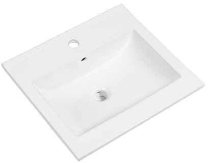 NUESTRA VIDA Lavabo Encastrado 50, Lavabo Sobre Encimera Lavamanos Rectangular, Cerámica Blanca, 51×45×16 cm (Sin Mueble de Baño)
