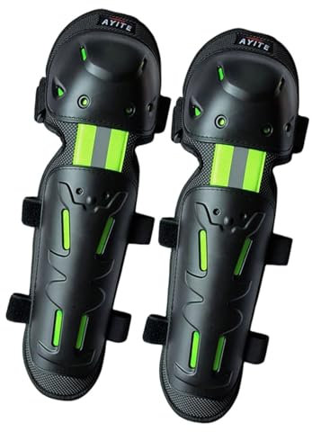 Ronyme Rodilleras para motocicleta, fáciles de usar, resistentes a impactos, para hombres y mujeres, protección de espinillas para esquí y motocicletas.