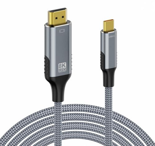 Anehmeta USB C auf HDMI Kabel 3M, USB Typ C zu HDMI 8K@60Hz 4K@144Hz UHD Kabel Geflochten [Thunderbolt 3/4 Compatible] with MacBook, iPhone 16/15 Pro/Max, iMac, iPad Pro, Galaxy S24, Surface