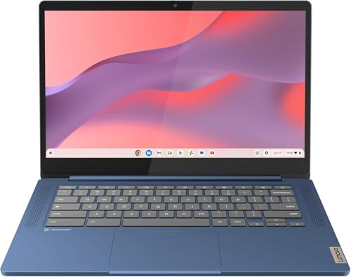 Lenovo IdeaPad Slim 3 Chromebook 14 FHD Laptop, MediaTek Kompanio 520, 4GB RAM, 64GB eMMC + 128GB Memory Card, Wi-Fi 6, Bluetooth, Chrome OS, Abyss Blue