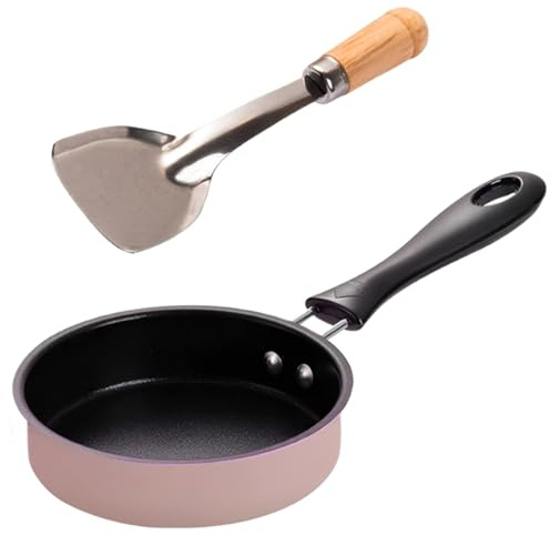YQYCE Spiegeleipfanne, Kleine Pfanne Mit Antihaftbeschichtung, Mini Pfanne für Eier und Frühstück, Kompakte Größe Ideal für Reisen und Kleine Küchen, Inklusive Praktischer Pfannenwender