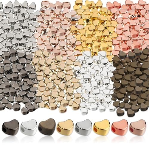 Perlen Herz 800 Stück Kleine Loch Spacer Herzförmigen Perlen Kleinen Herzperlen Zwischenperlen Herz Abstandsperlen für Armbänder