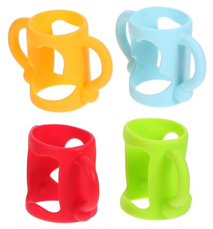 FIXOSHEE Silikon Flaschengriff Babyflasche 4 Stück Lebensmittelecht Ergonomisch für Kleine Hände Fütterung Zubehör
