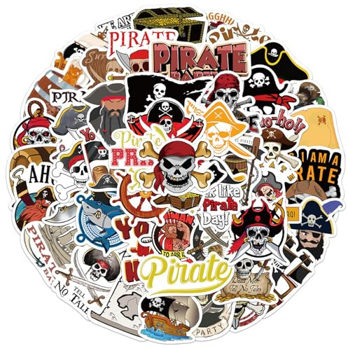 CXNXFD 50 Stück Piraten Aufkleber Kinder Piraten Sticker,DIY Pirat Scrapbooking Aufkleber für Erwachsene Teens Kinder Geschenk