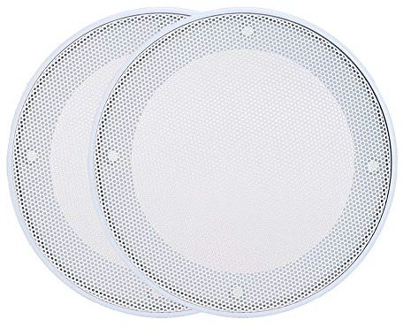 Cocoarm 2PCS Cubierta de Rejilla para Altavoz de 4 Pulgadas, Malla Protectora para Altavoz de Automóvil con Acero Laminado en Frío Metal ABS para Decoración y Protección de Altavoces (Blanco+Blanco)