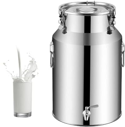 YLKJCE Jarra con Grifo Lechera Acero Inoxidable Grande Cubo para Vino/Recipiente para LáCteos/BidóN De Leche/Jarra con Tapa Sell(Capacity,5liter)