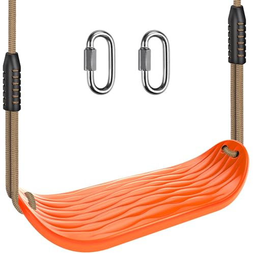 SELEWARE Seggiolino per altalena resistente per bambini e adulti, sedile piatto antiscivolo in plastica per altalena ad albero sostitutivo con corda regolabile, accessori per set di altalene da