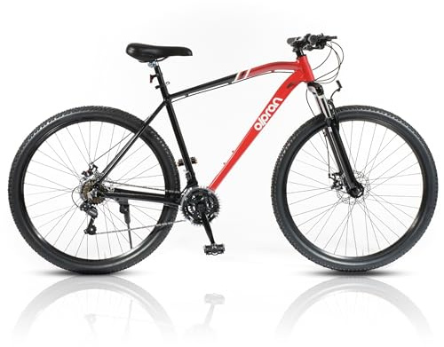 OLPRAN Astacus 29 Zoll Mountainbike Herren Grau/Dunkelrot – Aluminium MTB mit 21-Gang Schaltung & Scheibenbremsen – 29 Offroad Fahrrad für Trails & Gelände – Rahmen 21 – Modell 2025