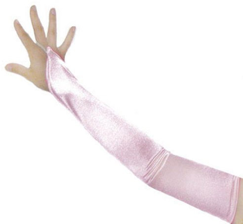 SACASUSA Guanti da sposa senza dita in raso lungo 58,4 cm sopra il gomito in 20 colori, Rosa, taglia unica