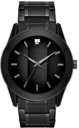 RELIC by Fossil Men's Rylan Three-Hand Black Stainless Steel Bracelet Watch (Model: ZR77271)