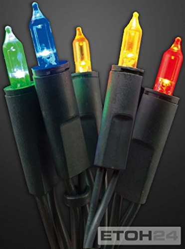 hellum Pisello LED-Lichterkette innen, 220V strombetrieben Lichterkette bunt 50er LED beleuchtete Länge 7,35m, Kabel grün Wohnzimmer DIY Dekoration Weihnachtsbaum Stecker für Innen 560534