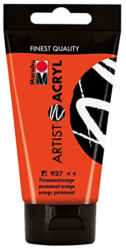 Marabu 12200002927 - Artist Acryl permanentorange 75 ml, feine Acrylfarbe in Künstlerqualität, auf Wasserbasis, pastose Konsistenz, hoch pigmentiert, sehr gute Brillanz und Deckkraft
