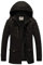 WenVen Giacca Militare Calda Invernale Cappotto con Cappuccio Staccabile a Vento Parka da Esterno Media Lunga Giubbotto Imbottito in Cotone Uomo Nero XL