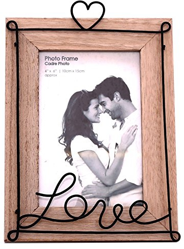 Distressed Wooden Wire Love Freestanding Portrait Photo Frame 4 x 6
