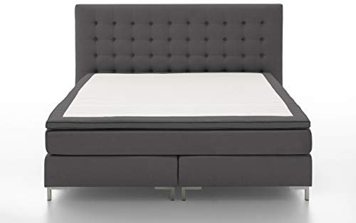 Atlantic Home Collection Boxspringbett ANNI, 180x200 cm, inklusive Topper (Härtegrad H3), dunkelgrau
