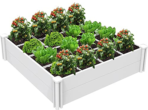 Kdgarden 4'x4' Vinyl Raised Garden Bed Kit Outdoor Above Ground Planter Box
