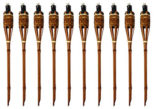 Moritz 10 Stück Bambusfackeln Fackel Deluxe 60 cm Dunkelbraun Gartenfackel Ölfackeln Garten Deko Öllampe Wegleuchte