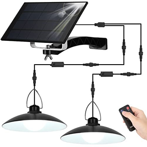 ENCOFT Lampe Solaire Suspendue Extérieure avec Télécommande 40 LED Luminaire Solaire Rétro IP65 Étanche Suspension Lustre Pendant Lumière Blanc Froid 6500K pour Jardin Garage, 2 Lamps Noir