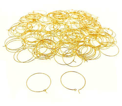 JZK 200 PCS 30mm x 0.7mm gold wine glasses charms rings, party goblet charms rings decorative rings, small metal rings, earring ring hoop, DIY party favours gifts