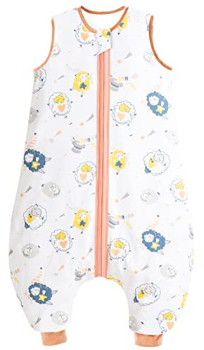 Chilsuessy Baby Schlafsack Sommer mit Füßen 0.5 Tog 100% Baumwolle Kinder Sommerschlafsack für Jungen und Mädchen, Süße Schafe, 70 cm (1er Pack)