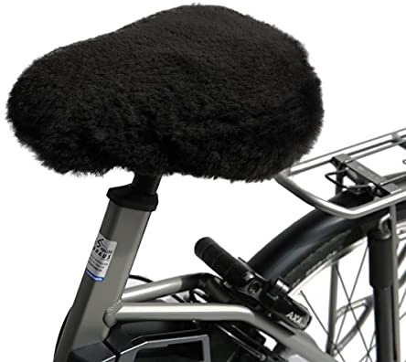 Lammfell Fahrradsattelbezug Schwarz Fell Sattelüberzug Merino Schaffell