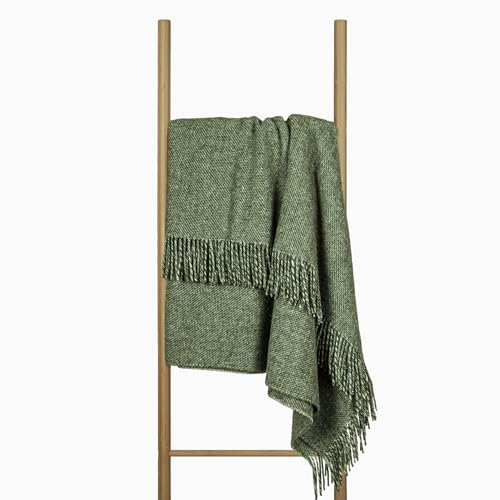 Couverture en Laine 140x200 cm, 100% Pur Produit de Moutons Néo-Zélandais, Plaid en Laine Doux pour Lit et Canapé, Jeté de Lit Élégant avec Franges – Nostra ZELANDIA Couverture Grande Taille