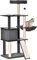 PawHut Albero Tiragraffi per Gatti Adulti e Gattini da 146cm, Pali in Sisal, Piattaforme, Casetta, Lettino e Cuscini Lavabili, Grigio scuro