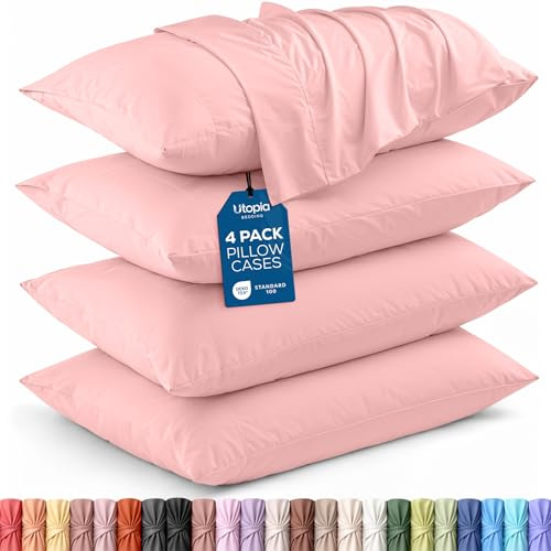 Utopia Bedding King Pillow Cases - 4 Pack - Envelope Closure - Soft Brushed Microfiber Fabric - Shrinkage and Fade Resistant Pillow Covers King Size 20 X 40 Inches (Pink)