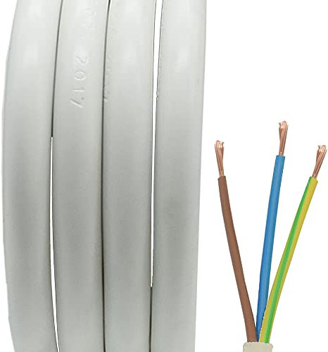 4m Stromkabel 3x0,75mm² 3G H05VV-F Schlauchleitung PVC Kabel (Weiß)