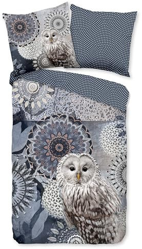 Traumschloss Comfort Flanell Bettwäsche »Odin«, Mandalas mit Eule, blau, 135x200 & 80x80, 100% Baumwolle, wärmend & kuschelig, mit Reißverschluss bestehend aus Kissen und Bettbezug