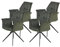 Hela Tische, 4er Set Armlehnenstuhl Sessel Susanne, Mikrofaser Velvert + Webstoff Grün, Metallgestell Schwarz, 360° drehbar, Armlehne