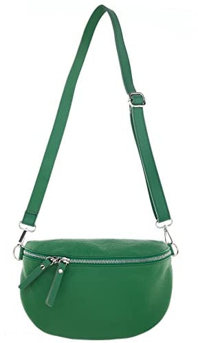 Zwillingsherz Bauchtasche mit Reißverschluss aus 100% Echtleder - Hochwertige Schultertasche zum Umhängen für Damen Frauen– Crossbag groß und elegant - Umhängetasche Handtasche Bag