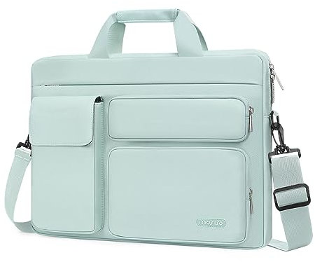 MOSISO Laptop Bag 16 inch, 15-15.6 inch Computer Shoulder Bag Compatible with MacBook Air 15 M4 M3 M2/Pro 16 M4 M3 M2 M1, Notebook &2 Raised&1 Flapover&1 Horizontal Pocket&Handle&Belt, Mint Green
