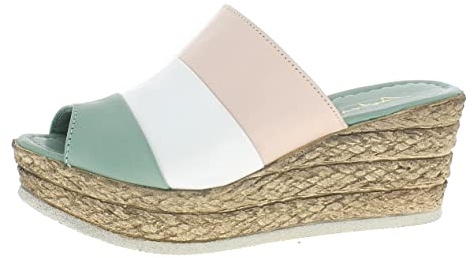 Andrea Conti Damen Pantolette, Peppermint/weiß/Rose, 40 EU