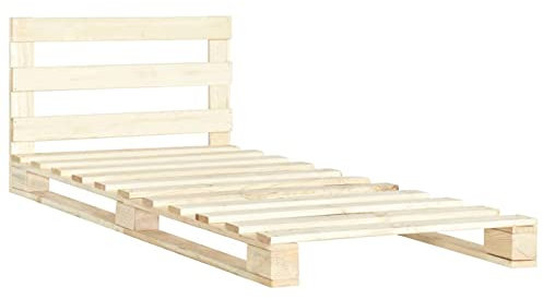 Tidyard Palettenbett Paletten-Bettrahmen Palettenmöbel Massivholzbett Bett Holzbett Futonbett Bettgestell Bettrahmen Einzelbett Passende Matratzengröße: 100 x 200 cm (B x L) Kiefer-Massivholz