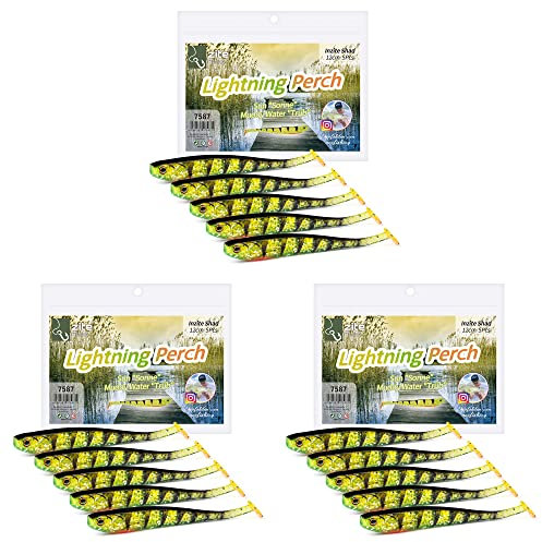 Zite Fishing Gummifische Zander Set – Inzite Shad 12cm Diverse Farben - 15STK Fängige Gummiköder Zanderangeln - Softbait Angelköder UV-Aktiv (Lightning Perch)