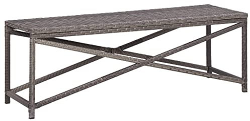KRHINO Sitzbank Modern Parkbank, Gartenbank 120 cm Poly Rattan Grau Blumenbank Sitzbank Garten Balkon Balkonbank Grau