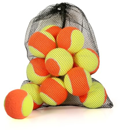 MRYCZ FYRHD Tennisbälle für Kinder, 50 % niedrige Kompression, Bühnen-Tennisball für Anfänger, Jugendliche, Kinder, Training, Üben mit Netztasche, leicht zu transportieren, Gelb und Orange, 12 Stück