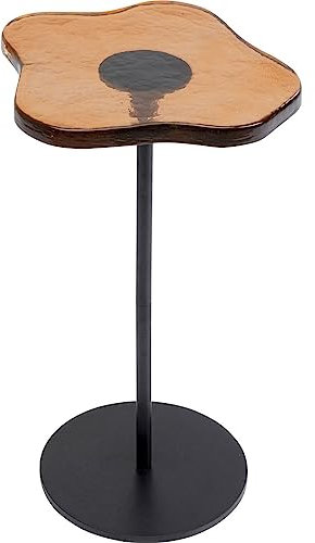 Kare Design Beistelltisch Lava, Orange, Runder Couchtisch, Kleiner Wohnzimmertisch, Kaffeetisch, Glastisch, Stahlgestell, Unikat, 50x30x30 cm (H/B/T)