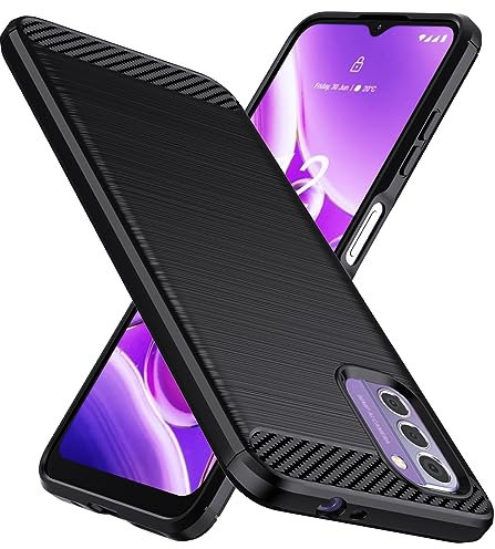 Natbok Hülle für Nokia G42 5G - Weiches TPU Stoßdämpfung Handyhülle, Kohlefaser Design, Dünne Schutzhülle, Anti-Rutsch, Kratzfest - Schwarz