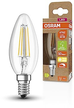 OSRAM SUPERSTAR+ CLASSIC B FIL 40 LED-Lampe, E14, Minikerzenform, 2,9W, 470lm, 2700K, warmweißes Licht, dimmbar, LED-Filament-Technologie, sehr geringer Energieverbrauch, Energieeffizienzklasse C