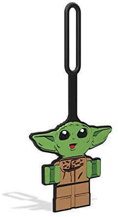 LEGO Star Wars Gepäckanhänger aus Silikon – Smiling Grogu (52961) beschreibbare Oberfläche auf der Rückseite zur Identifizierung von Ausweisen, misst 16,5 cm lang, für Reisen, Koffer, Rucksack