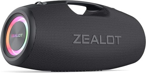 ZEALOT Cassa Bluetooth,120W Altoparlante Bluetooth con Bassi di Aumento,Impermeabile IPX6, Luce LED,Banca di Potenza,Bluetooth 5.2,Esterno,Cassa Bluetooth per Campeggio,Spiaggia,Regal