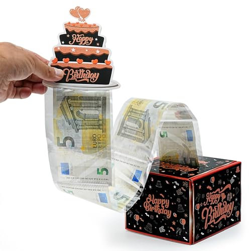 DIY Geschenkbox (Happy Birthday, Stil 2) - Geldgeschenk Verpackung, Schwarze Box, Rätselbox für Geburtstag